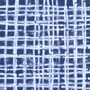 Shibori blue and white plaid