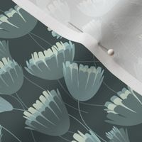 Night Flowers // Large Background //  Blue Gray backgound // Groove Style // Flora 