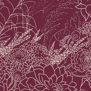 Outlined Floral Arrangement // Wine Burgundy and Pink