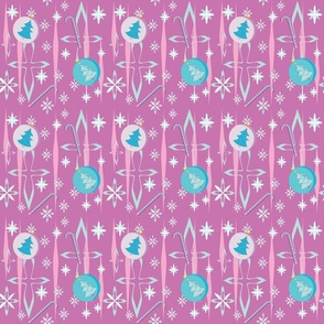 Mid Century Snowflakes and candy canes pink