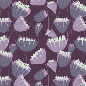 Flowers Night // Normal Scale // Groove Style // Flora // purple background // 