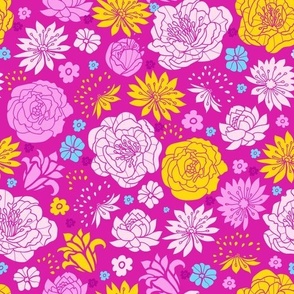 Vibrant lovely flowers fabric