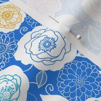 Blue with colors floral fabric repeat pattern