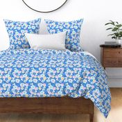 Blue with colors floral fabric repeat pattern