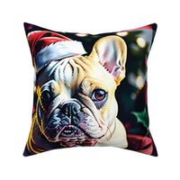 Christmas French Bulldog with Red Santa Hat 18 x818 inch panel 