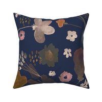 Watercolor Floral Large Scale Navy