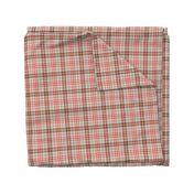 Custom Four Windows Plaid in Red Beige Smoke and Offwhite