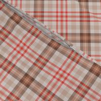 Custom Four Windows Plaid in Red Beige Smoke and Offwhite