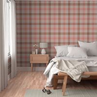 Custom Four Windows Plaid in Red Beige Smoke and Offwhite