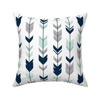 Arrow feathers- navy, mint, grey on white
