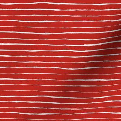Scrawled Stripe - poppy red/white