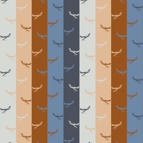 Airplanes on Brown & Blue Stripes