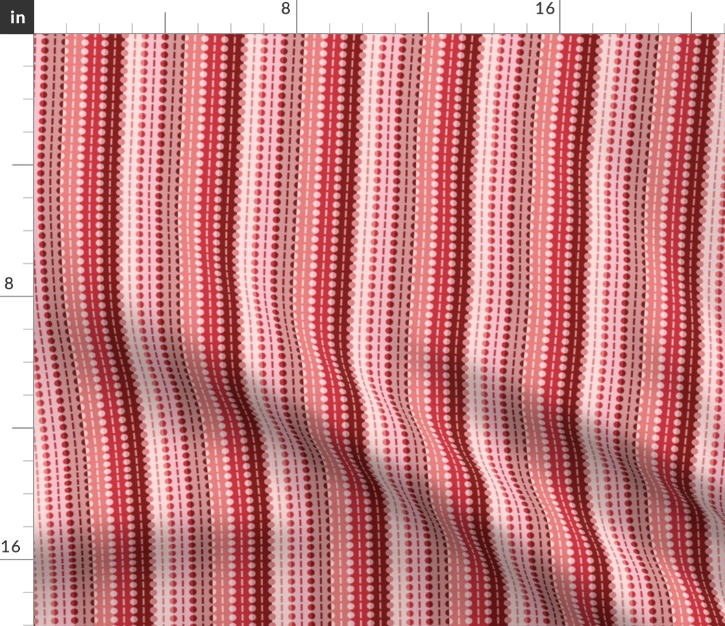Vertical Pleated Stripes-Red to Pink Ombre
