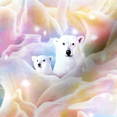 Northern Lit Polar Bear Family 