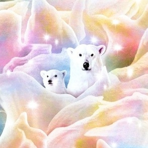 Northern Lit Polar Bear Family 