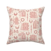 A Festive Stroll Christmas Toile - Medium Scale Pink