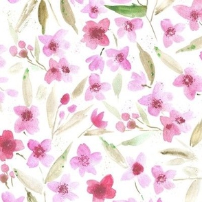 enchanting sakura - watercolor cherry blossom - painterly spring florals - fruit tree bloom for modern nursery home decor kids a573-4
