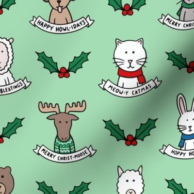 Christmas Animal Puns - Green