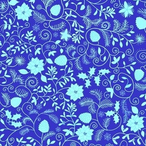 Christmas doodles aqua on dark blue