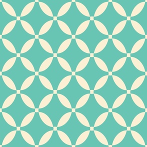 Almond Geometric Circles on Turquoise by Brittanylane