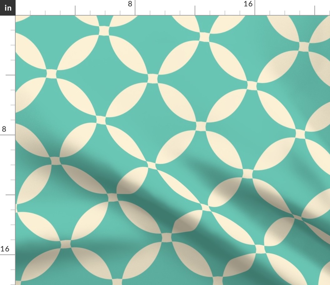 Almond Geometric Circles on Turquoise by Brittanylane