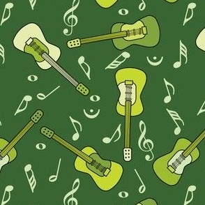 2 5/8" Guitars Music Notes Green