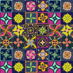 Multicoloured Ethnic Mandala tiles 12” block