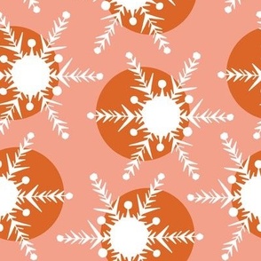 Retro snowflakes in pink