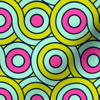 Pop Art Groovy Circles // Hot Pink, Chartreuse Green, Mint Blue