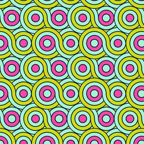 Pop Art Groovy Circles // Hot Pink, Chartreuse Green, Mint Blue