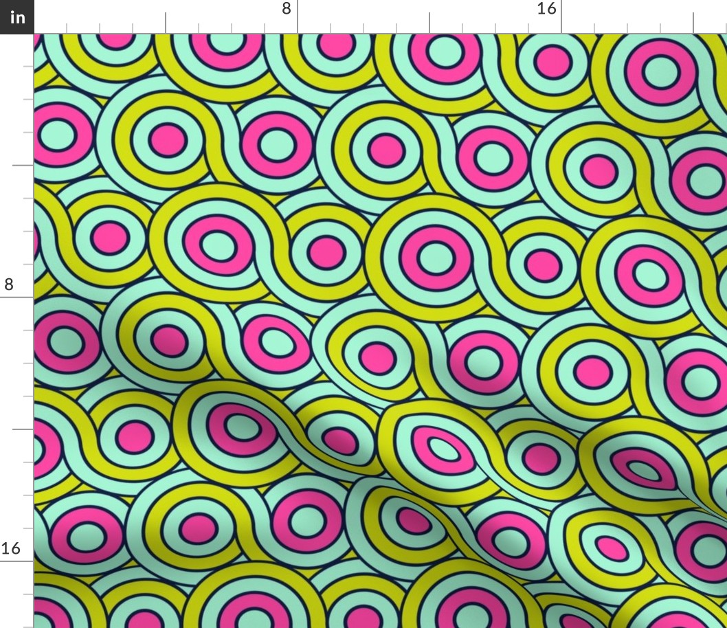 Pop Art Groovy Circles // Hot Pink, Chartreuse Green, Mint Blue