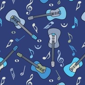 2 5/8" Guitars Music Notes Blue
