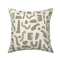 Abstract Cuted Shapes - Grey Green