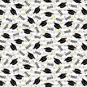Tossed Graduation Caps with Black 2022, Gold & Silver Confetti (Extra Small Size)