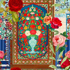 Art nouveau,patchwork,detailed,citrus,floral,flowers,ornamental 