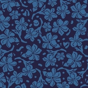2tone tapestry floral - Navy Royal Blues