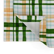 Green, Mint and Gold Watercolor Plaid