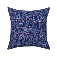 Floral Doodles - Navy Blue and Pink