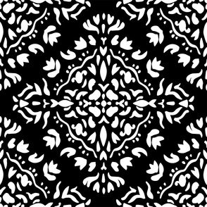 Decorative Diamond Medallions - White on Black, Large