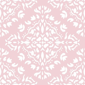 Decorative Diamond Medallions - White on Pink, Large