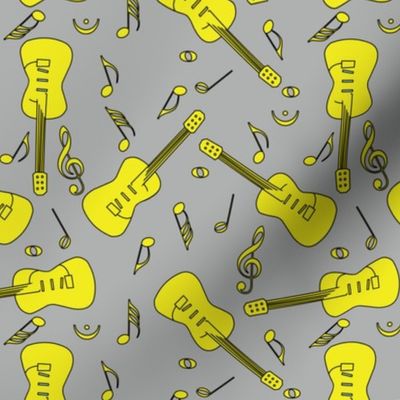 3" Guitar Lines Music Notes Yellow