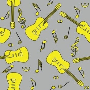 3" Guitar Lines Music Notes Yellow