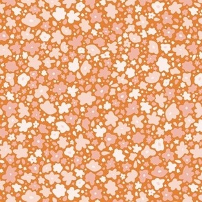 Terrazzo Ditsy Flower - Coral 'n Orange, Tiny