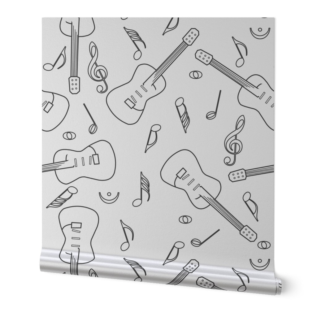 3" Guitar Lines Music Notes White