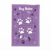 Dog rules teatowel wall hanging violet