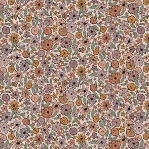 Mini Bohemian Flowers brown floral halfdrop