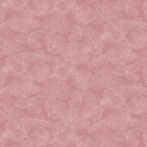 Anemones Line Art I M size I 24'' I Old pink 