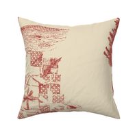 24" Christmas Winter Wonderland Toile in Deep  Red and Cream | 24" Repeat