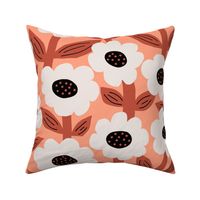 Bold Fat Flowers - Apricot & brown
