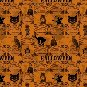 Orange Black Halloween Black Cat Witch Poe Witch Ouija Board Toss Vintage Style 